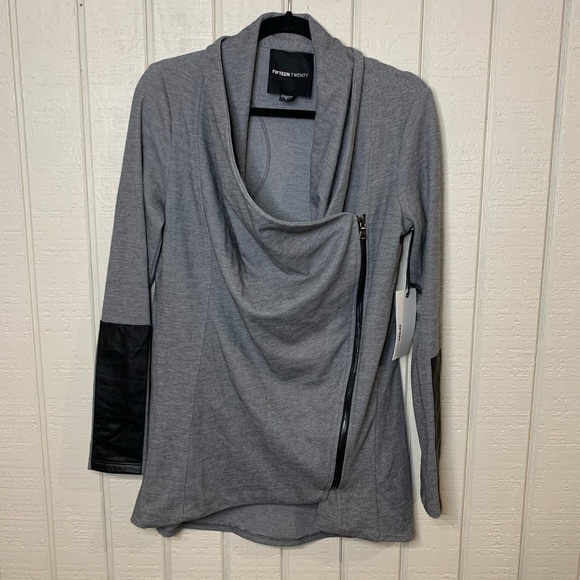 Fifteen Twenty Jackets & Blazers - Fifteen Twenty drape leather patch jacket, size small. New with tags.